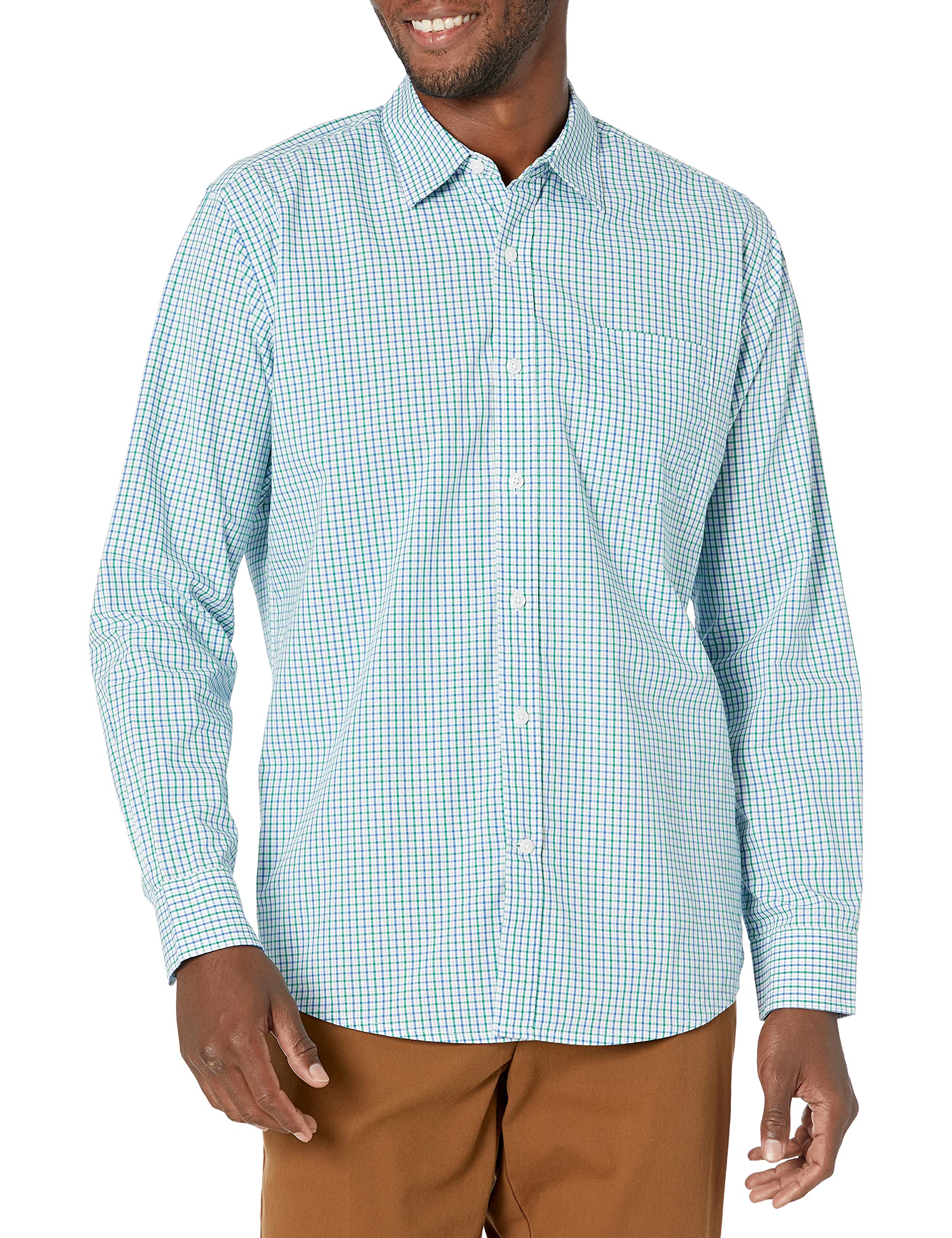 Amazon Essentials Men's Casual Long Sleeve Straight Fit Poplin Shirt