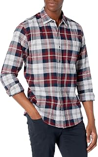 Amazon Essentials Men's Regular Fit Long-Sleeve Flannel Shirt, Soft Brushed Cotton, Lightweight yet Warm