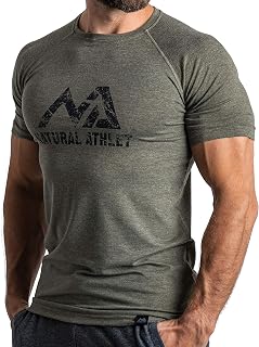 Natural Athlet Slim-Fit Fitness T-Shirt for Men - Tight & Long Quick-Drying Men's Short Sleeve Gym T-Shirt - for Sports, Gym, Gym, Workout, Bodybuilding and Strength Training