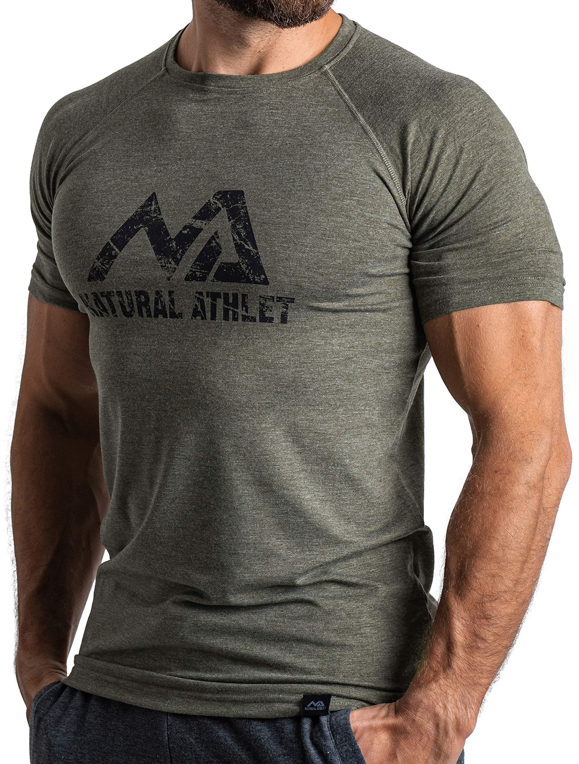 Natural Athlet Slim-Fit Fitness T-Shirt for Men - Tight & Long Quick-Drying Men'