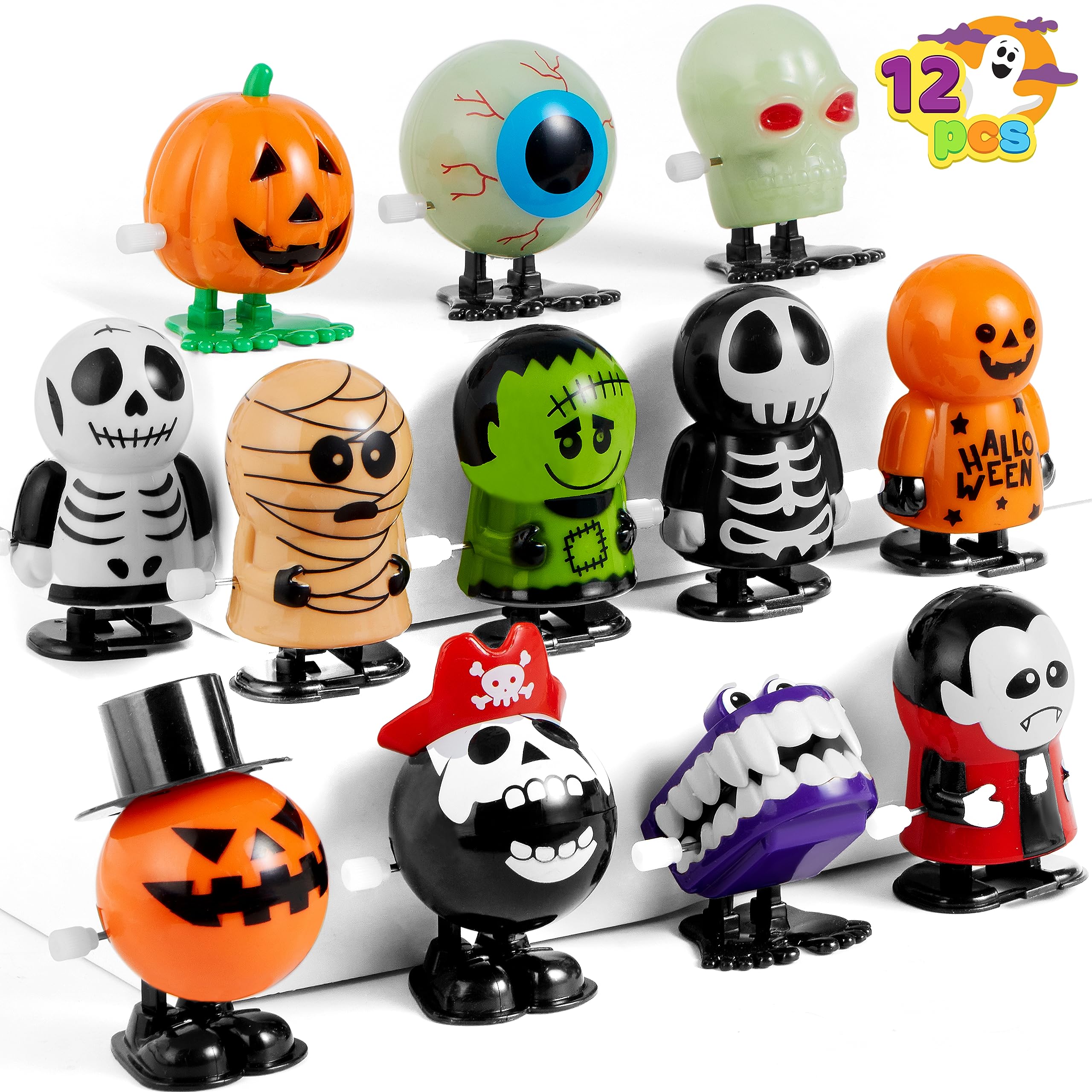 JOYIN 12 PCS Halloween Wind Up Toys for Kids Gifts, Wind Up Toys Bulk for Hallow