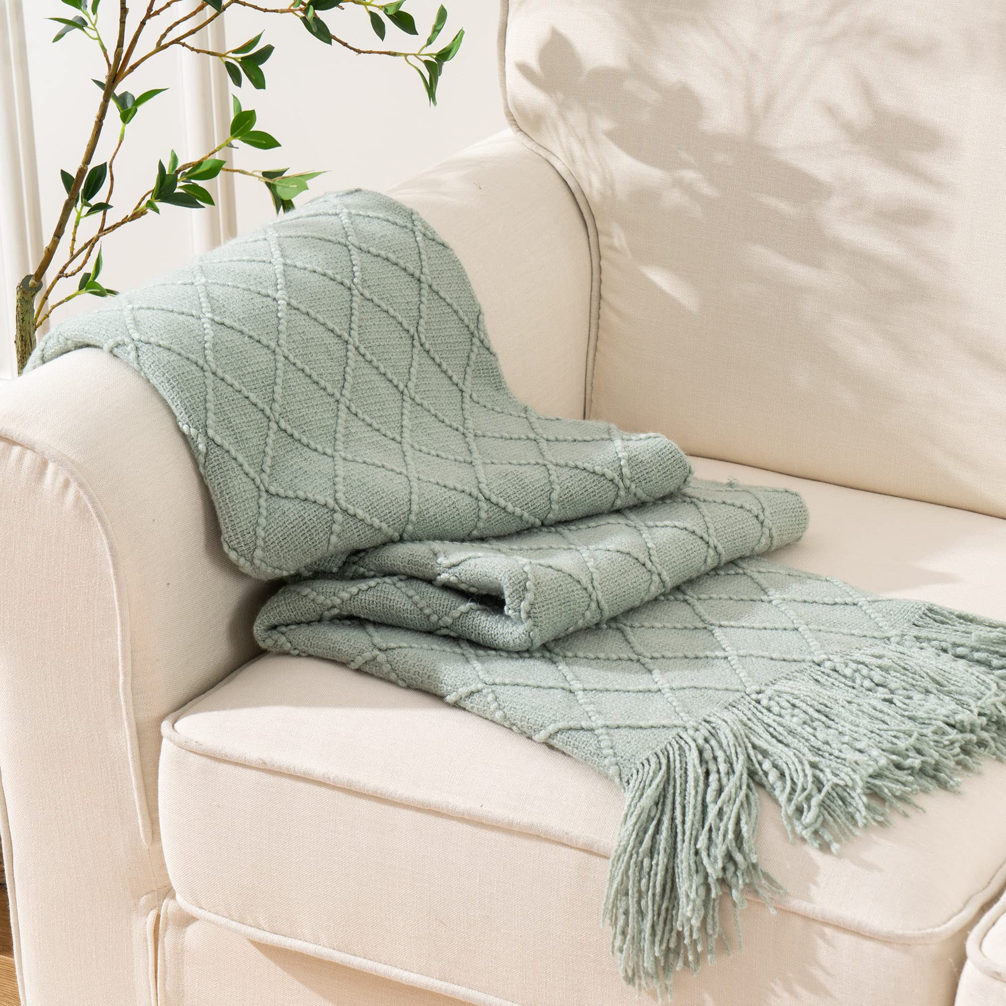 BATTILO HOME Light Blue Throw Blanket for Sofa Couch Office Living Room Home Dec