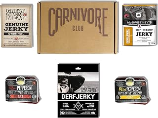 Carnivore Club Gift Box Jerky Pepperettes Sampler - Jerkygram Meat Snacks - Comes in Carnivore Club Themed Box - Great Gift For Men & Women - Birthday