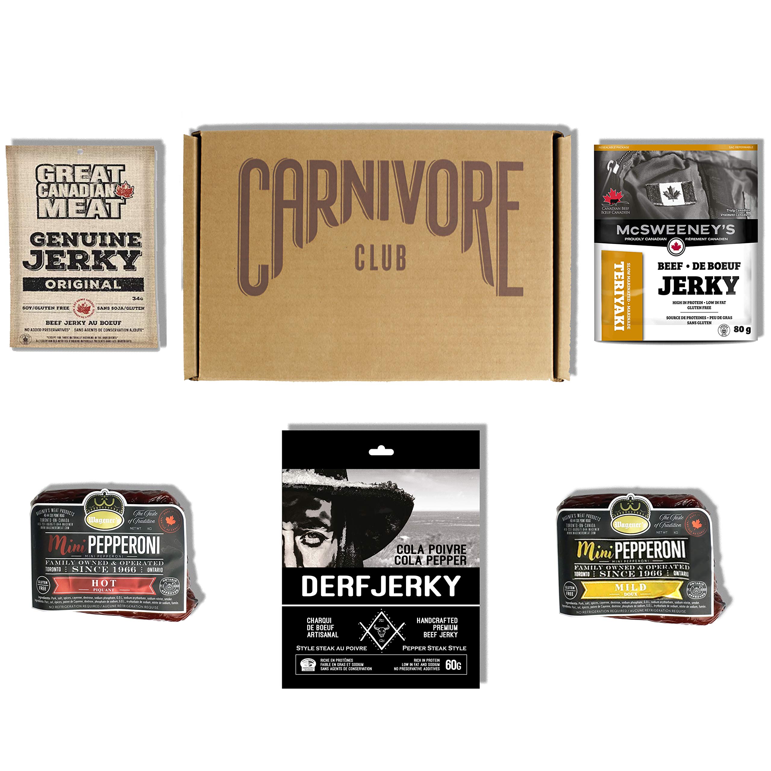 Carnivore Club Gift Box Jerky Pepperettes Sampler - Jerkygram Meat Snacks - Come