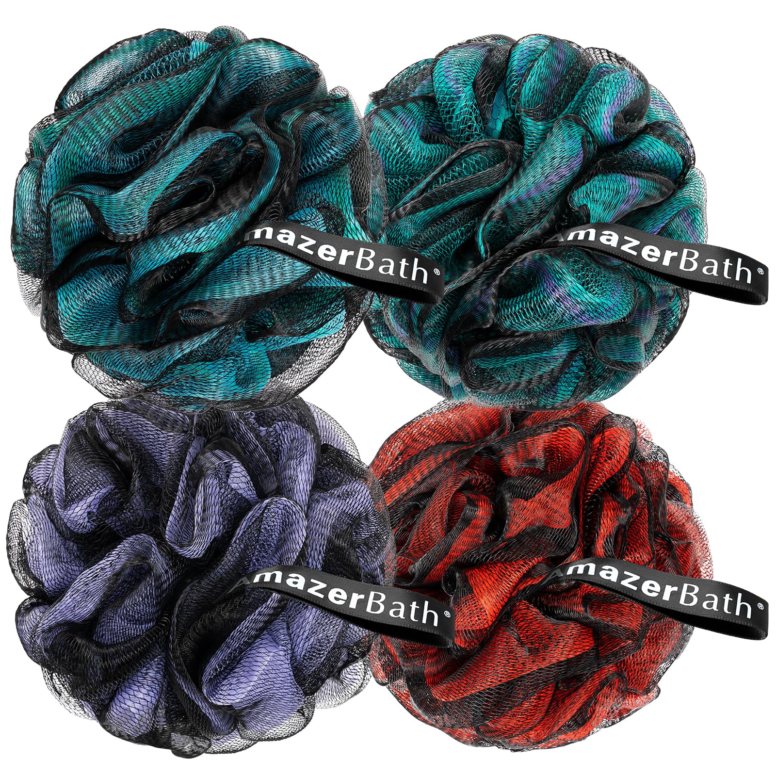 AmazerBath Charcoal Loofah Sponge, Shower Loofah 60g/PCS - Body Scrubber Loofa S