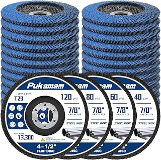 24 Pack Zirconia Flap Discs 4 1/2 for Angle Grinder 40 60 80 120 Grit | Type 29 Design, 4.5" x 7/8", Fast Material Removal, Wood & Metal Grinding, Premium Zirconia Abrasive