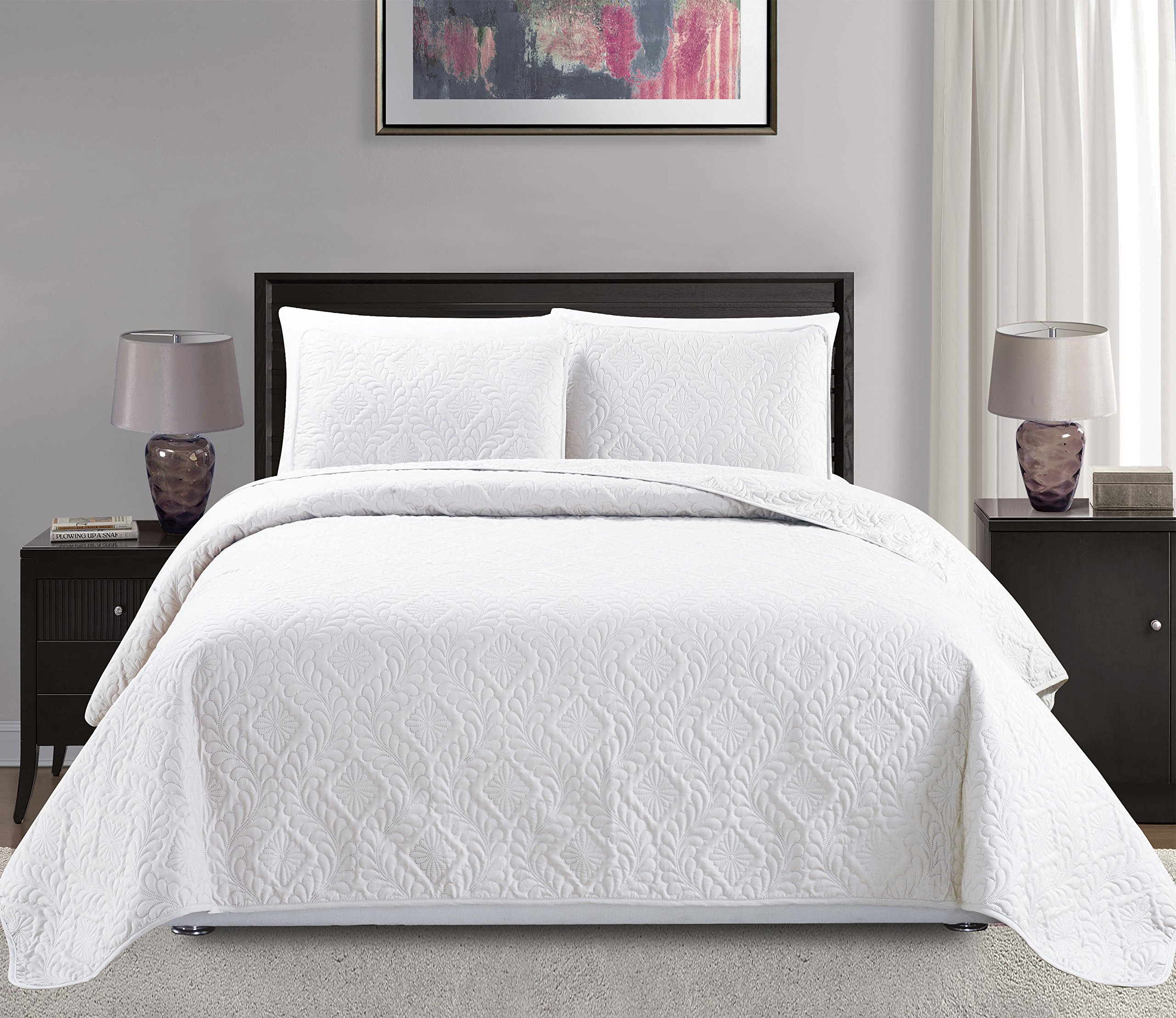 Mk Collection King/California King Over Size 118"x106" 3pc Diamond Bedspread Bed