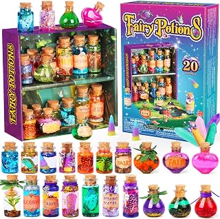 Fairy Potions DIY Craft Kit for Kids, 20 Wizard Potions & Energy Crystal | Magic Dust Potion Kit, Fairy Craft Toy for Girls Ages 6+, Fairy Wings & Unicorn Horn, Birthday Gift, Fun Family Activities