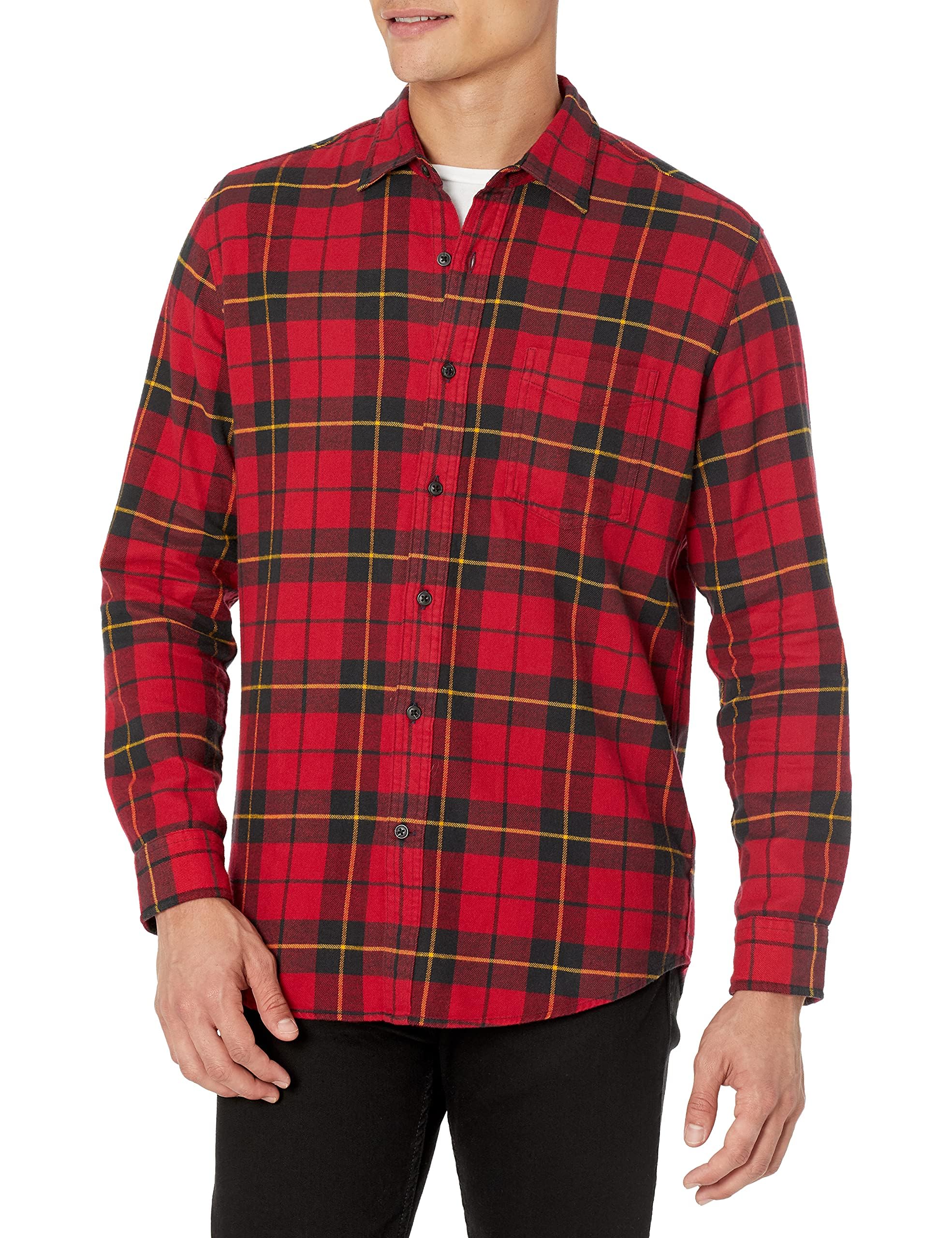Amazon Essentials Men's Flannel Shirt with Long Sleeves