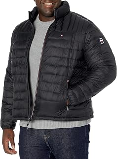 Tommy Hilfiger Lightweight Varsity Rib Knit Bomber Jacket Shell Men's Jacket, Black