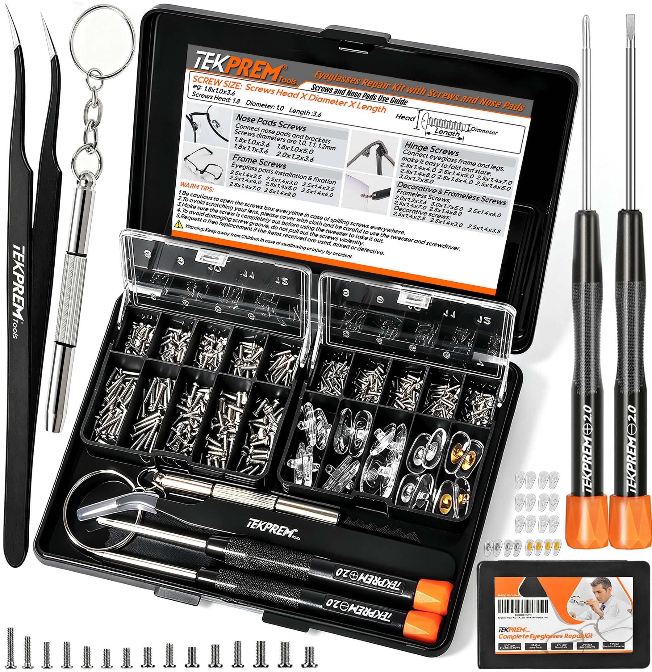 TEKPREM Magnetic Eyeglass Repair Tool Kit, Eye Glasses Repairing Screwdriver Set