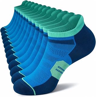 CS CELERSPORT Trainer Socks for Men Women, Cushioned Ankle Running Socks, Sports Breathable Cotton Socks, Low Cut Athletic Tab Socks Anti-Blister, 6 Pairs