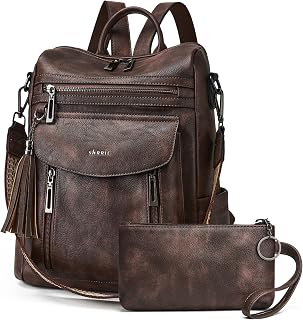Shrrie Backpack Purse for Women Fashion Leather Backpack Purse Designer Travel Backpack Convertible Shoulder Bag