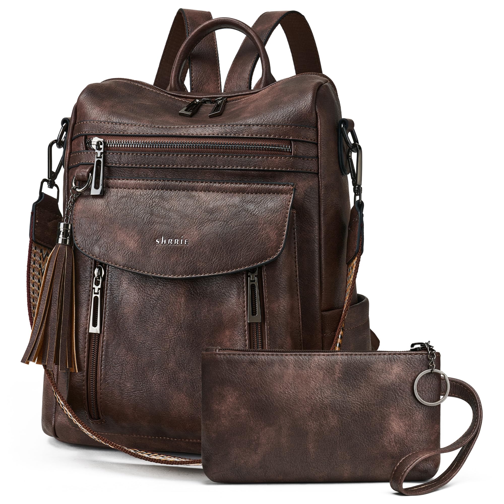 Shrrie Backpack Purse for Women Fashion Leather Backpack Purse Designer Travel B