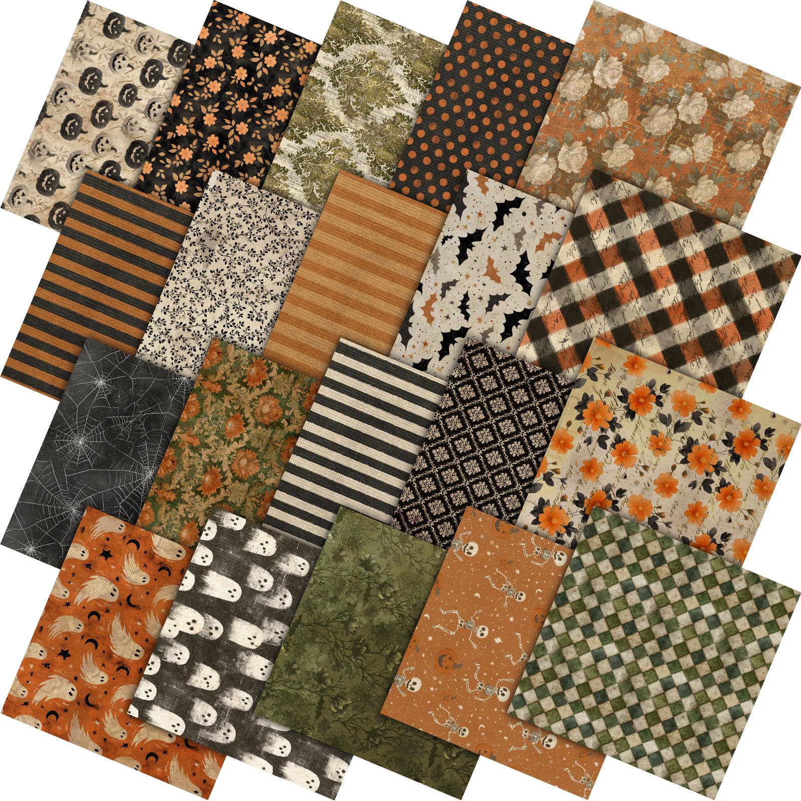 Tudomro 60 Pcs Vintage Rustic Halloween Quilting Fabric Square 10 x 10 Inch | Sp