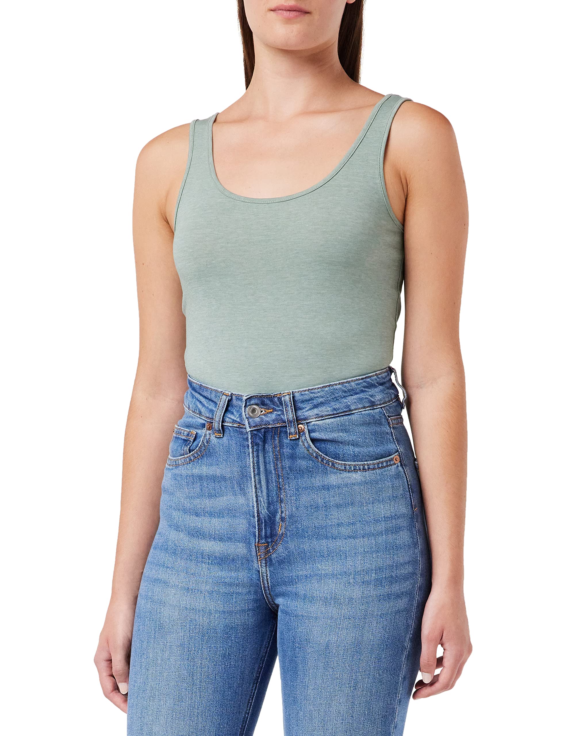 A/S Women's VMMAXI My Soft Long Tank TOP NOOS Vest, Laurel Wreath/Detail:Melange