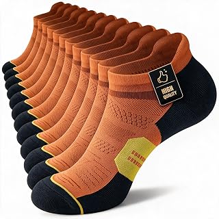 CS CELERSPORT Trainer Socks for Men Women, Cushioned Ankle Running Socks, Sports Breathable Cotton Socks, Low Cut Athletic Tab Socks Anti-Blister, 6 Pairs