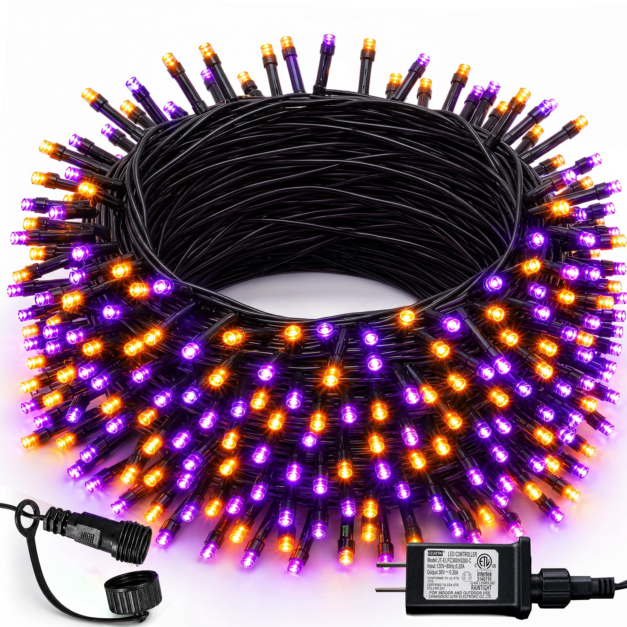 DAZZLE BRIGHT Halloween 300 LED String Lights, 100FT String Lights with 8 Lighti