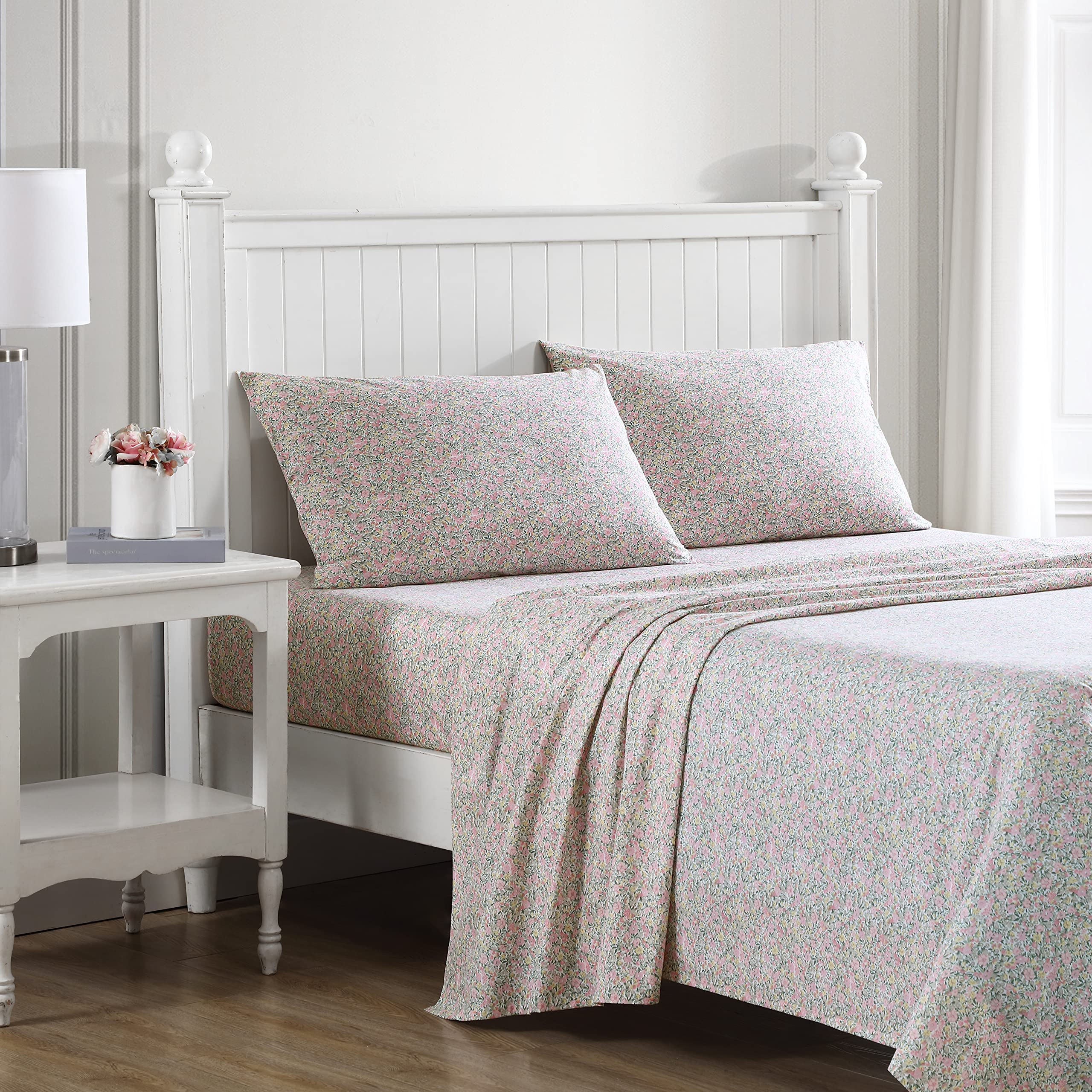 Laura Ashley Home Twin XL Sheets - Cotton Percale Bedding Set for Crisp & Fresh 