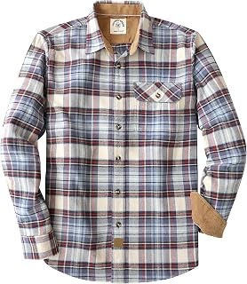 Dubinik® 6 oz Flannel Shirt for Men Long Sleeve Casual Brushed Cotton