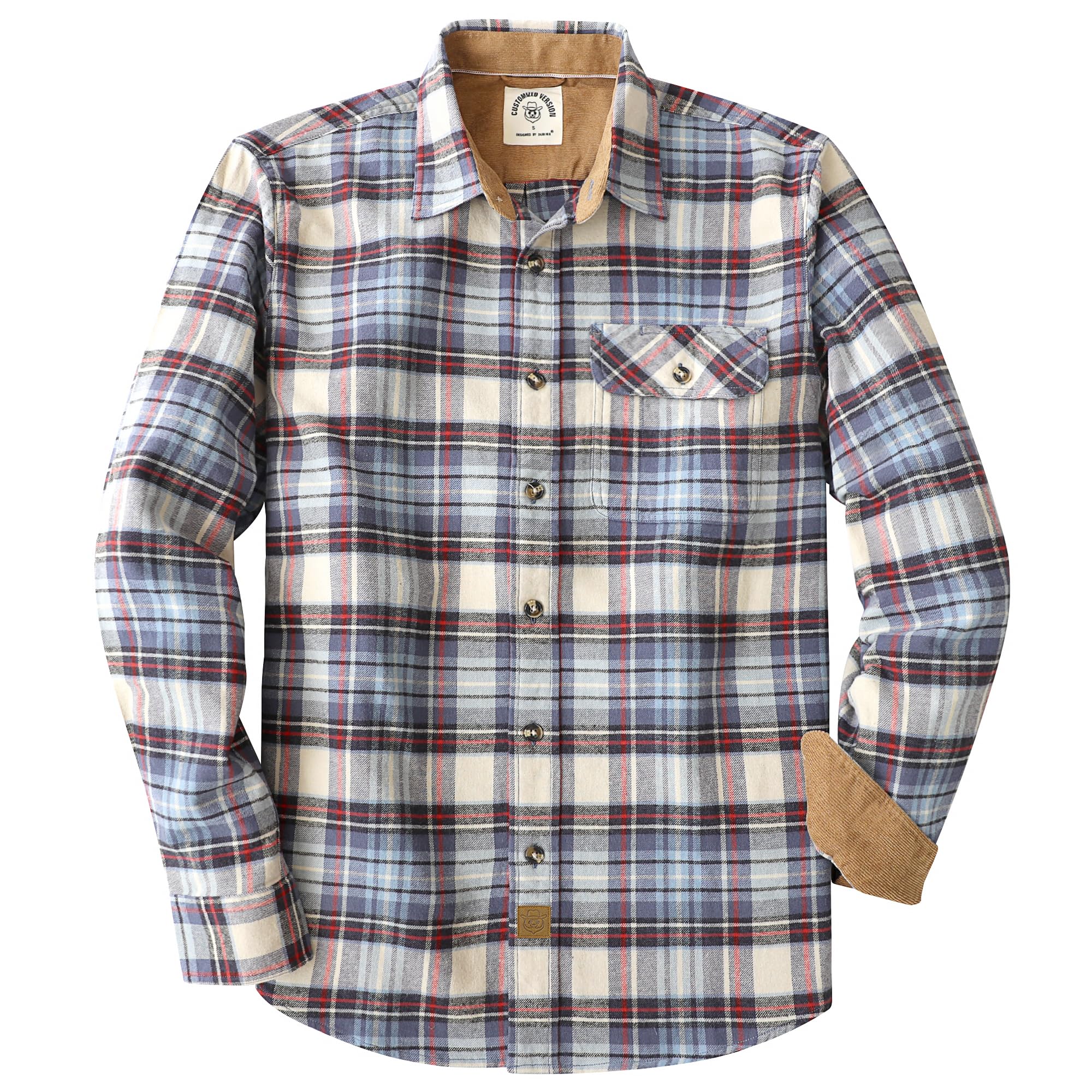 Dubinik® 6 oz Flannel Shirt for Men Long Sleeve Casual Brushed Cotton