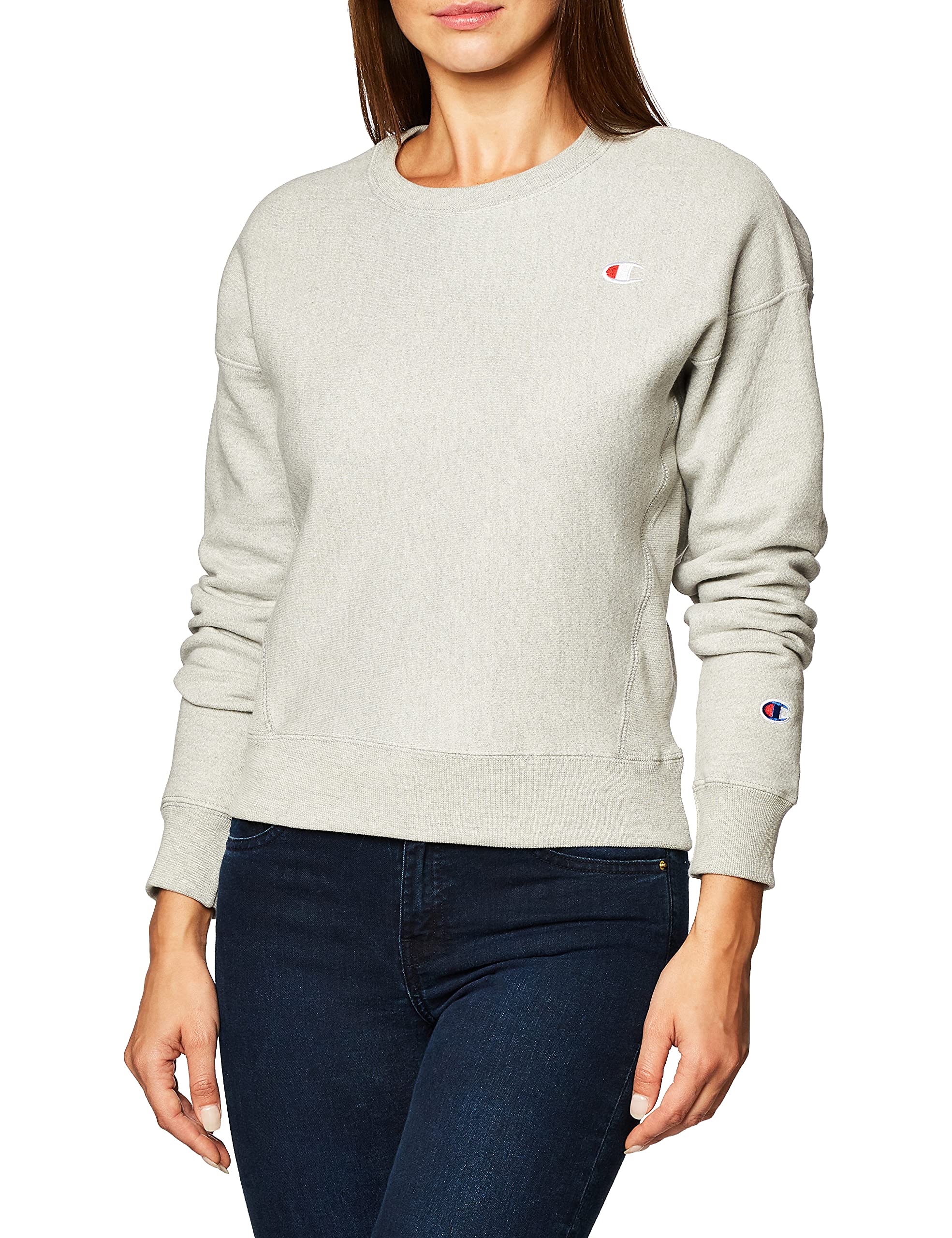 Champion Women's Reverse Weave Crew, Oxford Grey, X-Small