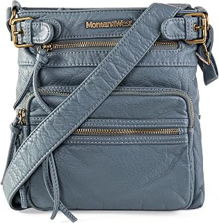Montana West Borsa a tracolla da donna, in morbida pelle lavata, multi tasca, Y#jean, Small