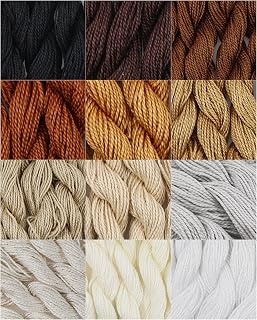 KCS 328 Yards(300 Meters) Mercerized Pearl Cotton Crochet Needlepoint Thread,Size 5, 12 skeins,Mixed Color 04