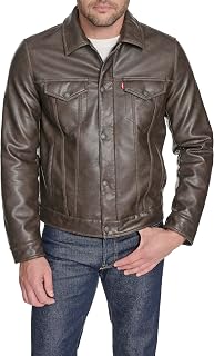 Levi's Faux Leather Sherpa Lined Trucker Jacket Faux Leather Men's Jacket