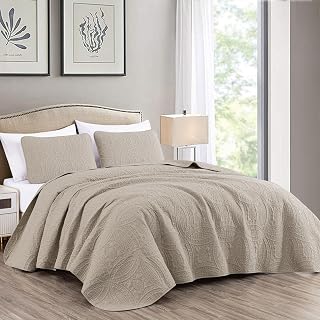 Chezmoi Collection Austin 3-piece Oversized Bedspread Coverlet Set (Queen, Khaki)