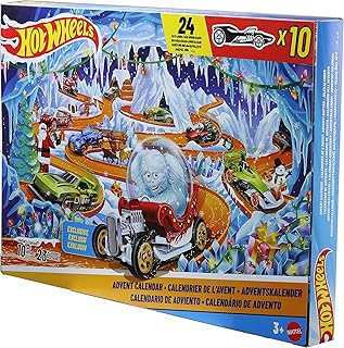 ​Hot Wheels 2026 Advent Calendar | With 10 Vehicles in 1:64 Scale, 14 Winter-Themed Accessories & 10 Ornament Clips
