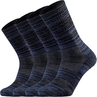 Ortis Men's Merino Wool Moisture Wicking Outdoor Hiking Cushion Crew Socks 4 Pack