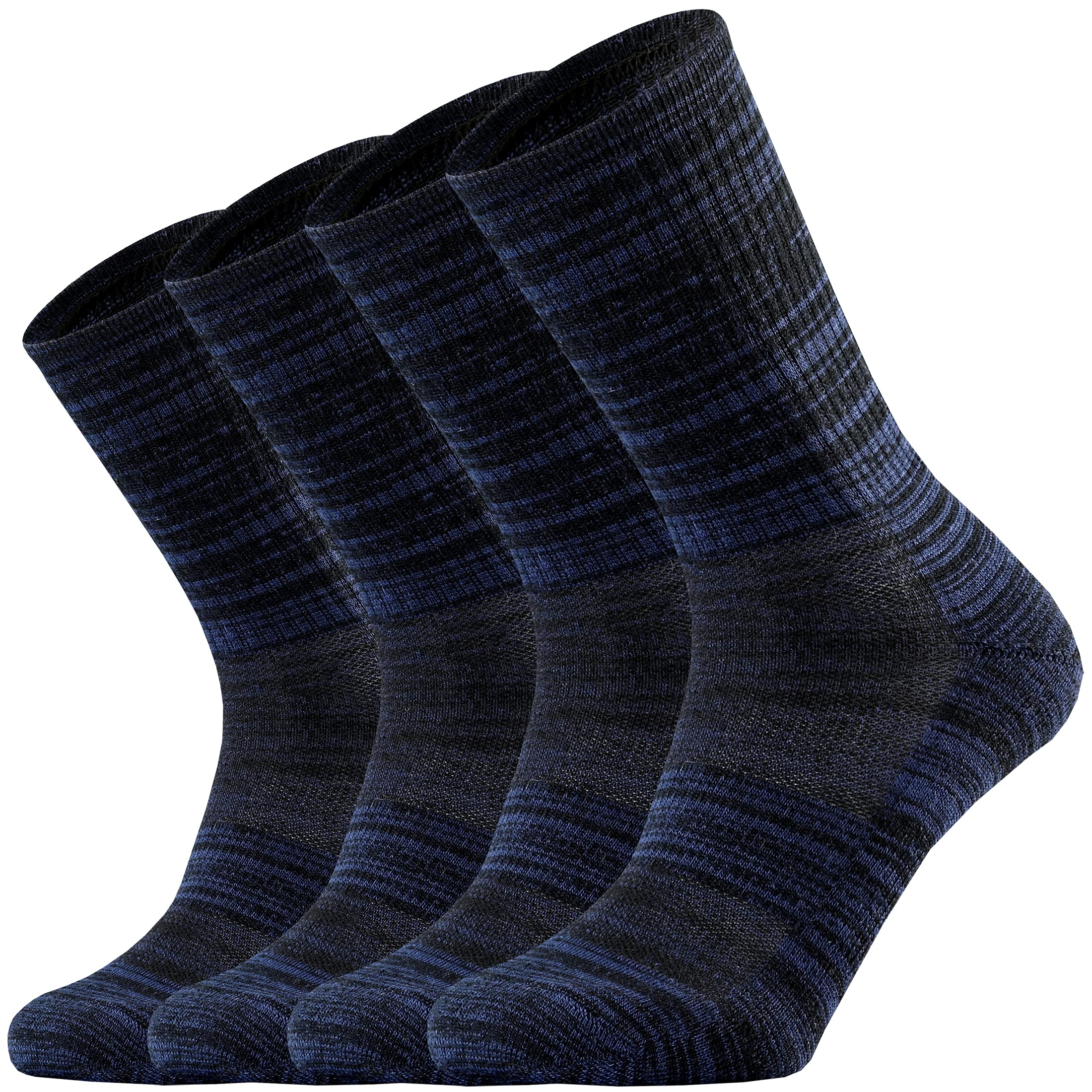 Ortis Men's Merino Wool Moisture Wicking Outdoor Hiking Cushion Crew Socks 4 Pac
