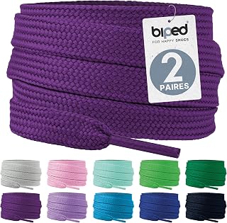 biped Laces 2 Pairs of Flat Polyester Laces, Width 10 mm, Laces for Trainers and Sports Shoes, Tear-Resistant and Washable Z2913