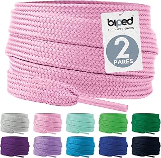 biped LACES Flat Laces (2 Pairs), Polyester Flat Shoelaces, 10 mm Width, Premium Shoe Laces for Trainers, Sports Shoes, Tear-Resistant and Washable z2913