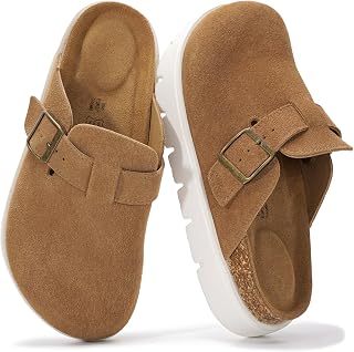 Project Cloud Genuine Leather Platform Clogs for Women Footwear, Memory Foam Arch Support, Cork Footbed, Casual Shoes and Mules for Women 2025 (Benton Chunky)