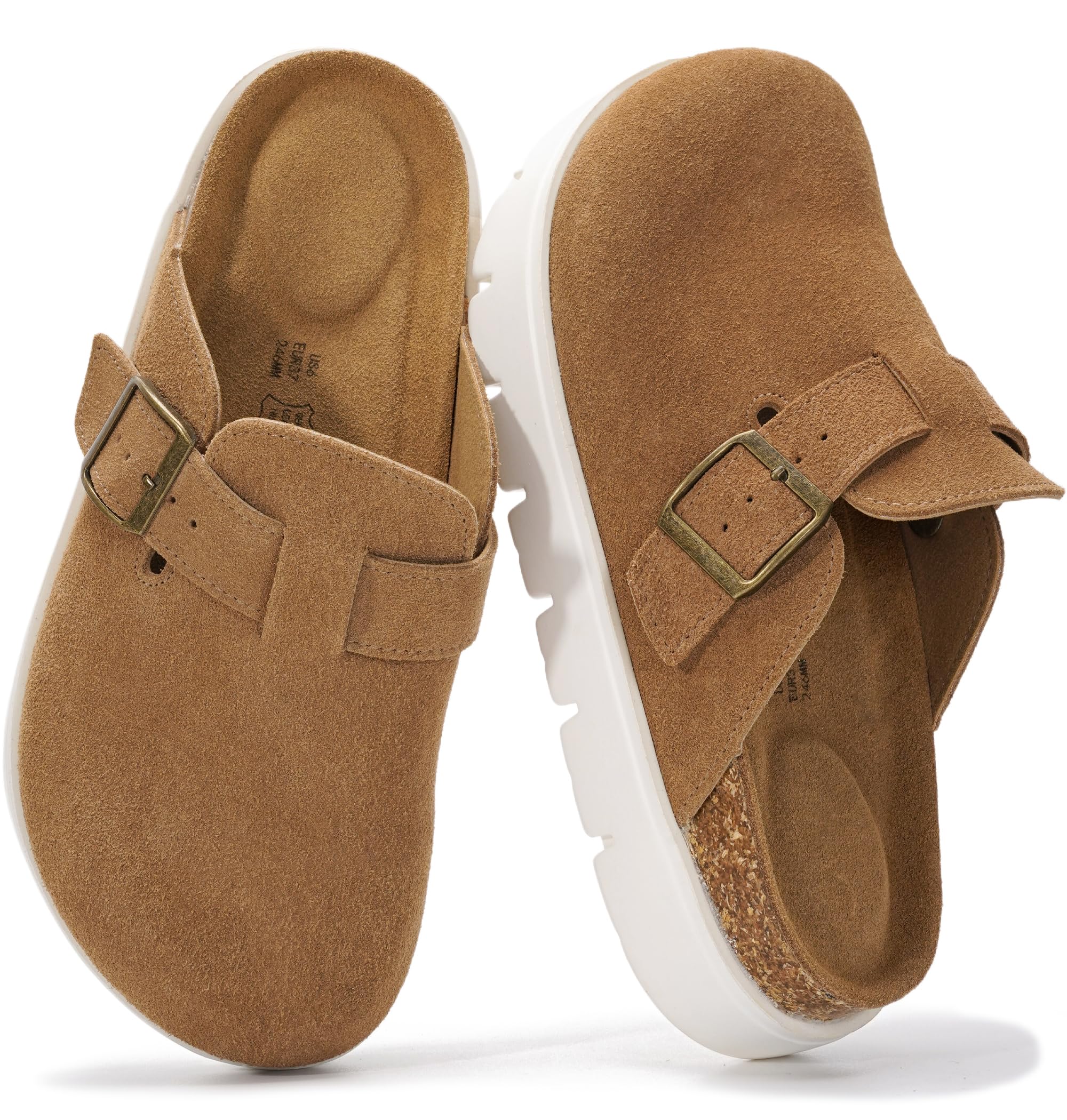 Project Cloud Genuine Leather Platform Clogs for Women Footwear, Memory Foam Arc