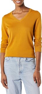 Amazon Essentials Jersey Ligero de Manga Larga con Cuello en V y Corte Estándar Mujer