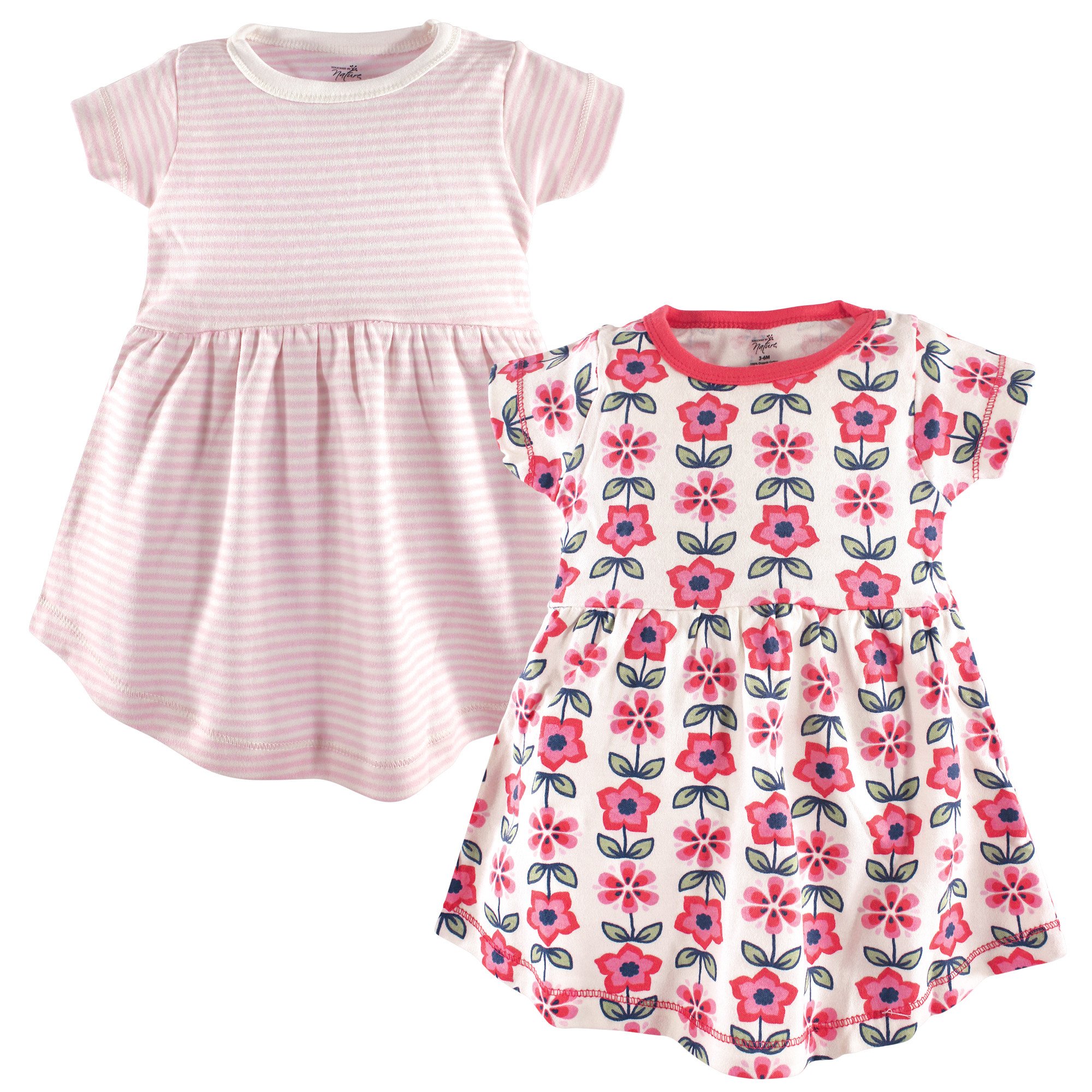 Touched by Nature Organic Cotton Dress, 2 Pack, Play Dress for Girls and Girls (