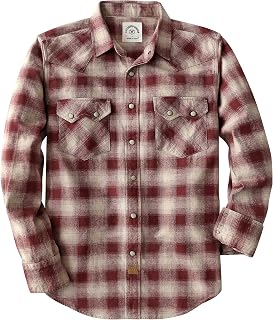 Dubinik® 6.3 oz Flannel Shirt for Men Long Sleeve Casual Cozy Snap Button Western Plaid Shirts Soft Pure Cotton