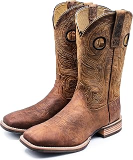 Palitutu Cowboy Boots for Men, Full-Grain Cowhide, Square Toe Western Boot