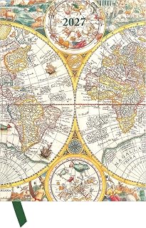 Antique Maps 2027: Book Calendar 6.3x8.7 inches - Weekly Planner with Magnetic Closure, Ribbon Marker, International Holidays & Organization and Notes Section for World Travelers