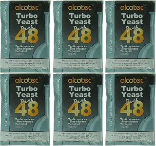Alcotec 48 Hour Turbo Yeast | Brewers Yeast Powder| Wine Yeast for Wine Making | Dry Yeast | nutritional yeast | (6 Packs)