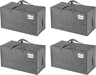 VENO 4 Pack Heavy Duty Oversized Storage Bag for Moving, College Dorm, Traveling, Camping, Christmas Decorations, Packing Supplies, Organizer Tote, Reusable and Sustainable (Dark Gray, 4 Pack)