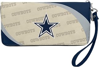 Littlearth NFL Dallas Cowboys Curve Zip Organizer, Team Color, 8" x 4" x 1" | 8 Card Slots, Zippered Center Pocket and 2 Cash Pockets, Detachable 5.75-Inch Wrist Strap