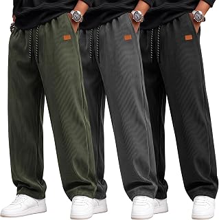 Neer 3 Pack Men's Corduroy Casual Baggy Pants