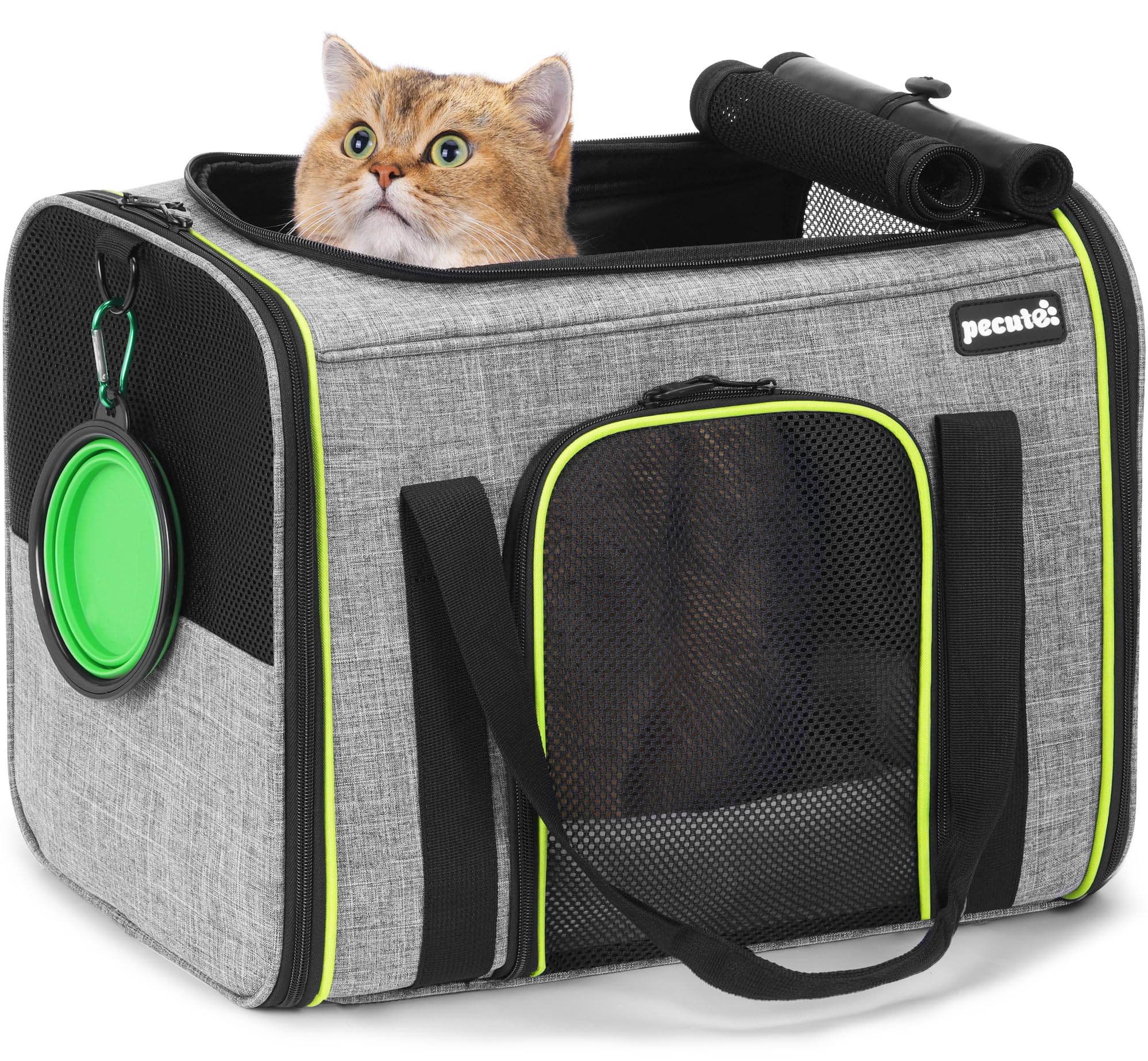 pecute® Cat Carrier Large with Removable Pet Nest up to 8kg, Foldable Cat Carrie