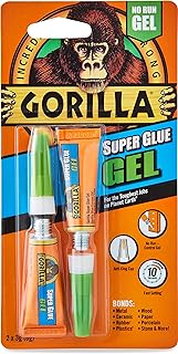 Gorilla Super Glue Gel, 3g (2 Pack) , All Purpose, Fast Setting, No Run Formula with Anti Clog Cap, Ideal for Metal, Ceramics, Leather & More