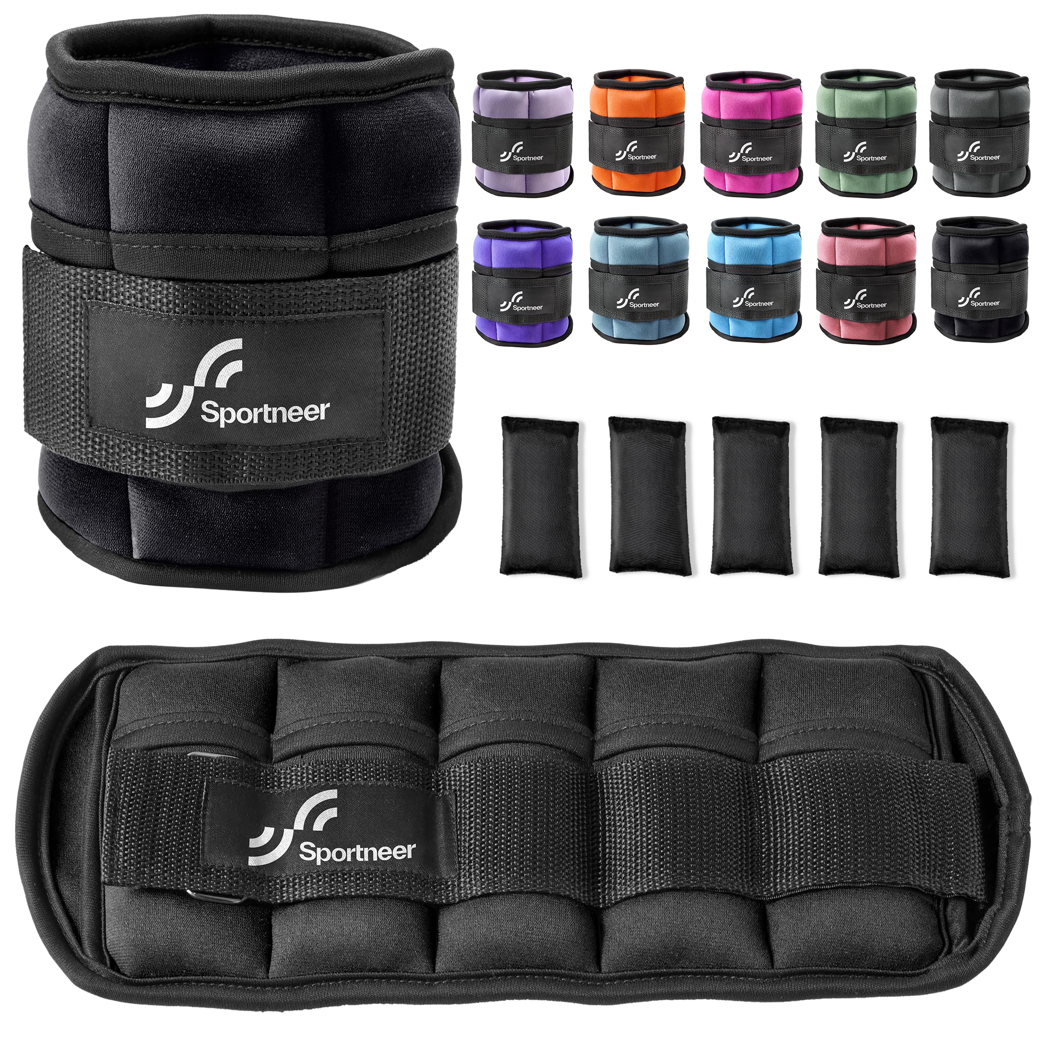Sportneer Adjustable Ankle Weights, 2-10 lb per Pair, Removable Weights | Soft n