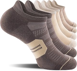 CS CELERSPORT Men's Ankle Running Socks with Cushion, Arch Support Low Cut Athletic Tab Socks for Men Women 6 Pack